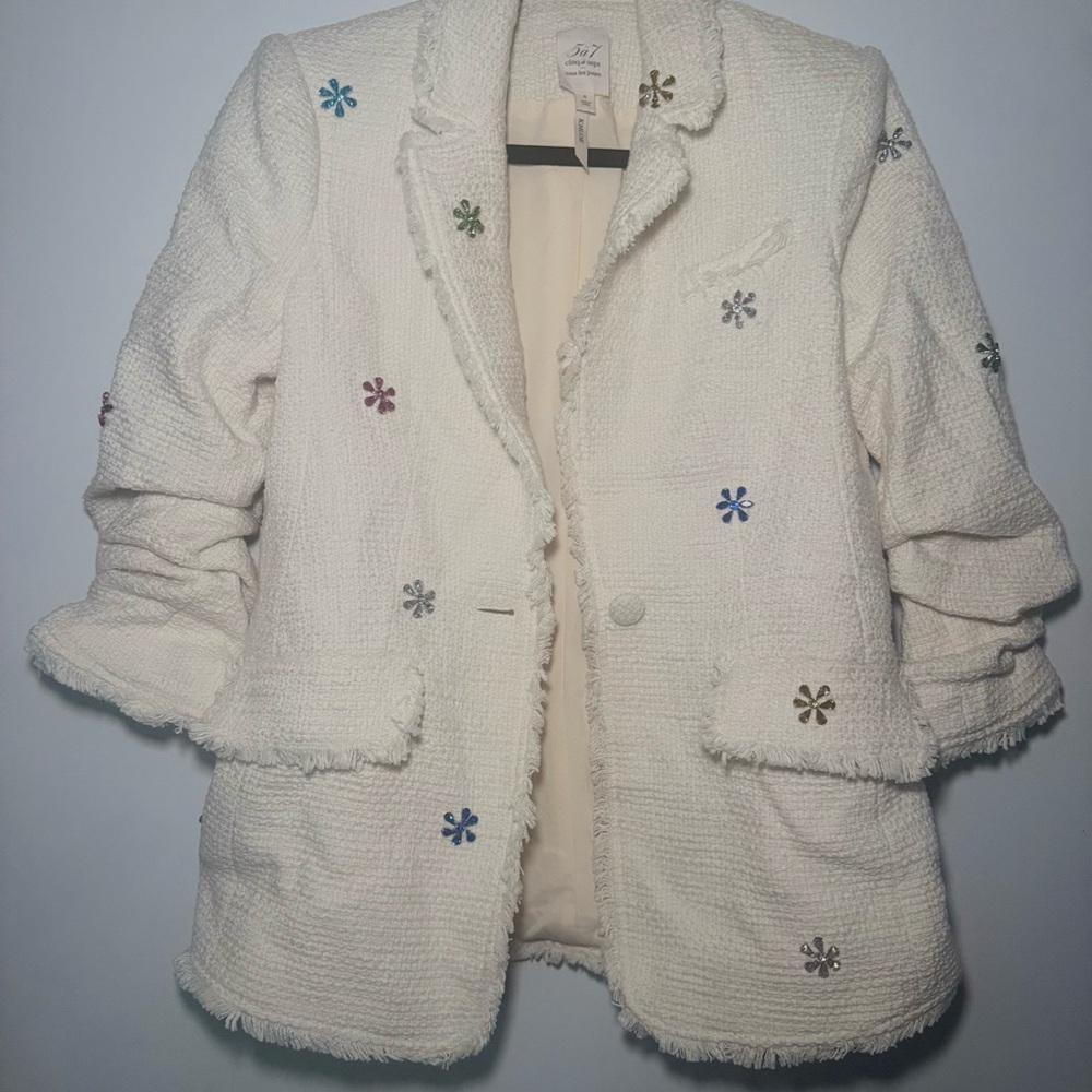 Off White Gardenia Cinq a Sept Khloe Blazer